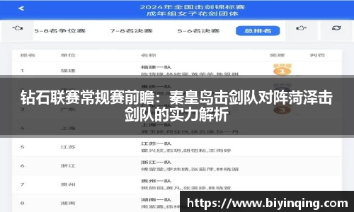 钻石联赛常规赛前瞻：秦皇岛击剑队对阵菏泽击剑队的实力解析